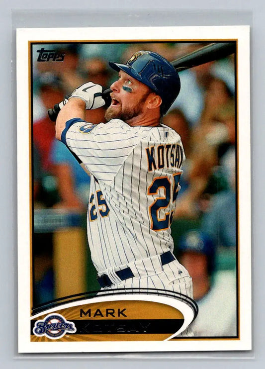 2012 Topps 327a Mark Kotsay Milwaukee Brewers baseball card showcasing Mark Kotsay
