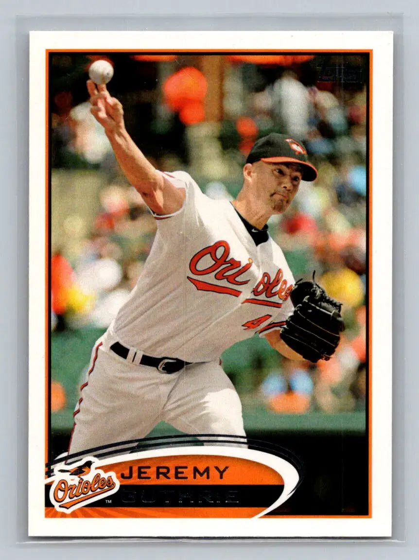 Baseball card of Jeremy Guthrie, Baltimore Orioles pitcher, collectible trading cards