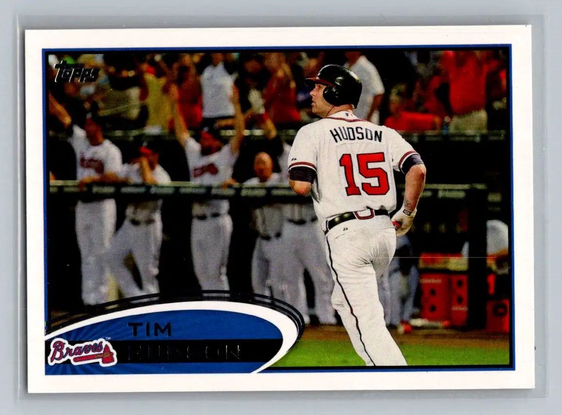 Tim Hudson 2012 Topps #58a baseball card featuring Atlanta Braves pitcher Tim Hudson