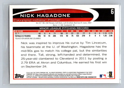 Nick Hagadone baseball card from the 2012 Topps Cleveland Indians trading cards series
