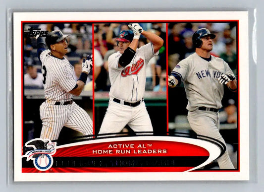 Baseball card featuring Active AL Home Run Leaders Alex Rodriguez, Jim Thome, and Jason Giambi