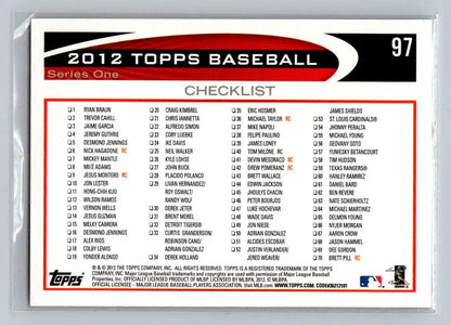2012 Topps #97 Jim Thome Minnesota Twins trading card checklist image