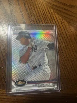 2012 Topps Finest Xfractor Alex Rodriguez Yankees trading card in protective sleeve