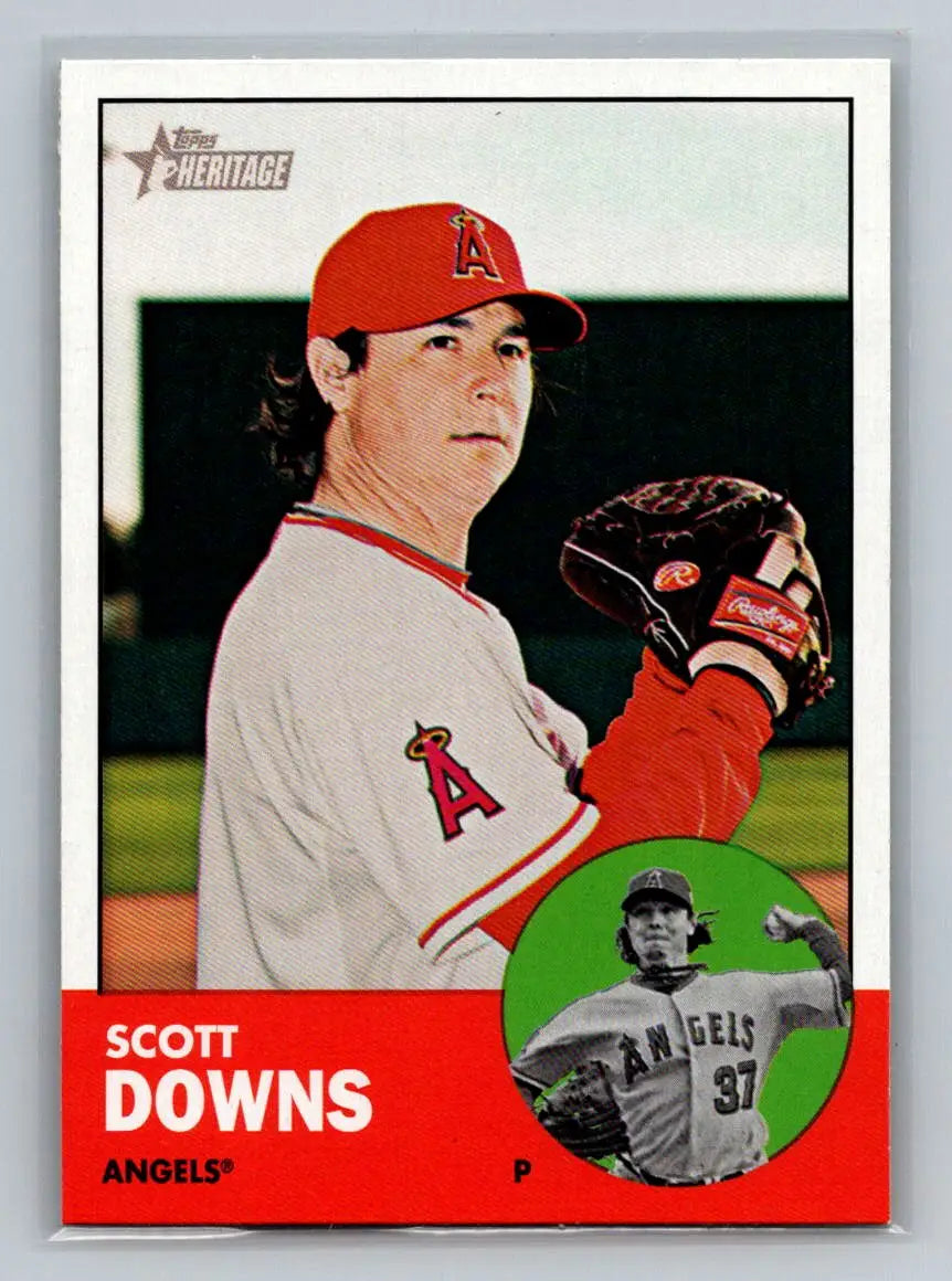 Scott Downs baseball card from 2012 Topps Heritage Los Angeles Angels #372