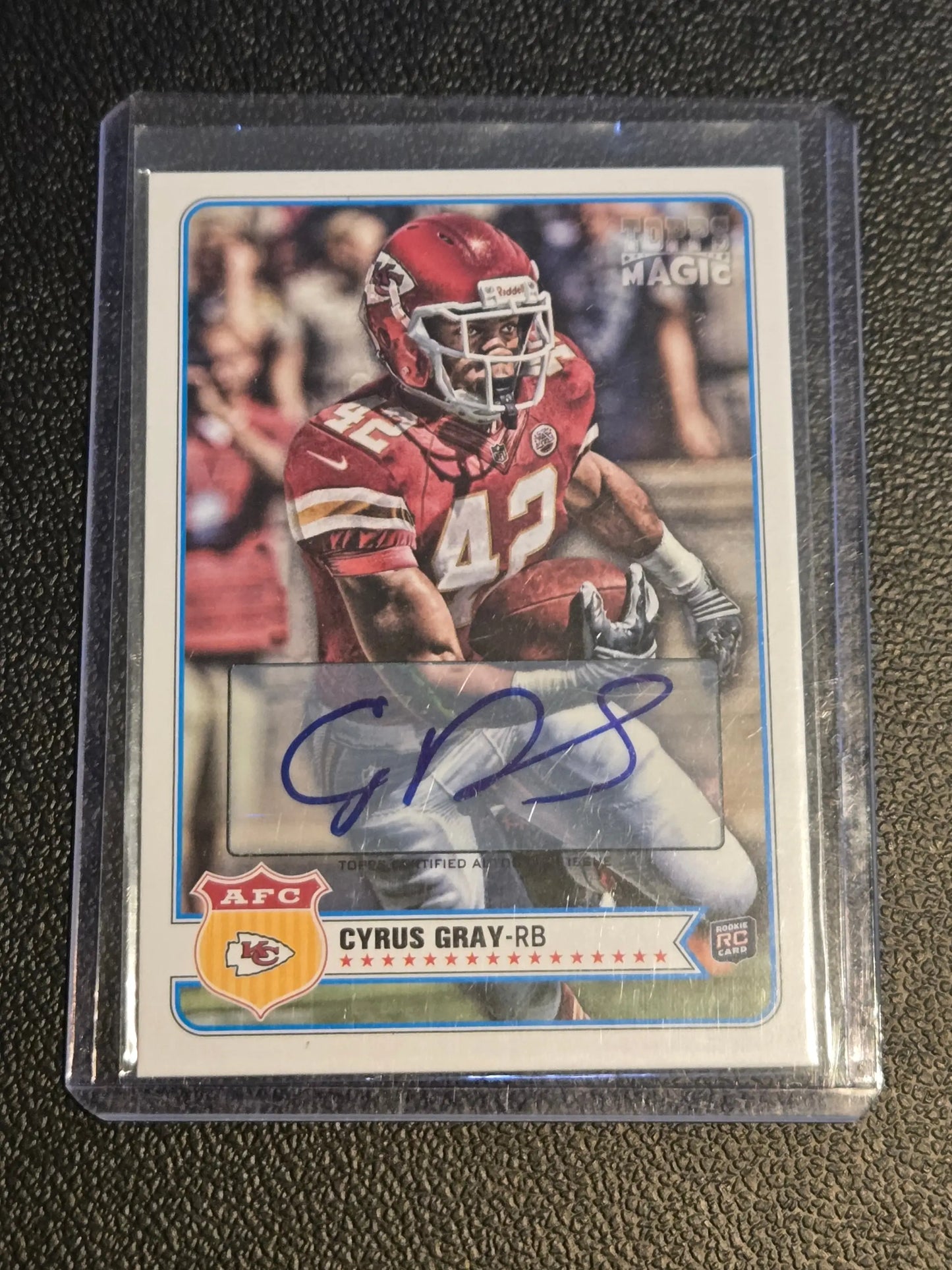 Signed Cyrus Gray football card featuring official Cyrus Gray autographs from 2012 Topps Magic