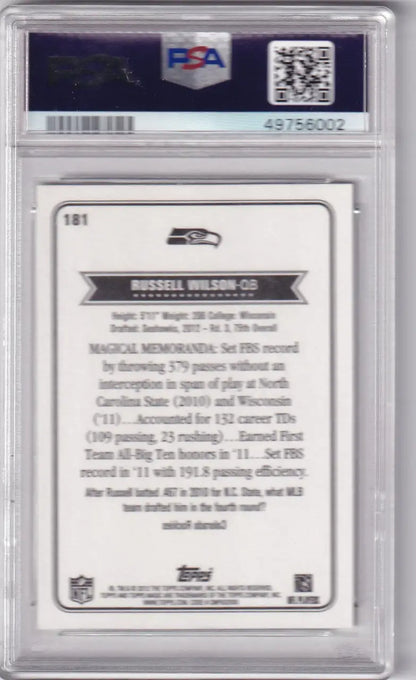 2012 Topps Magic PSA 9 #181 Russell Wilson - Seattle Seahawks