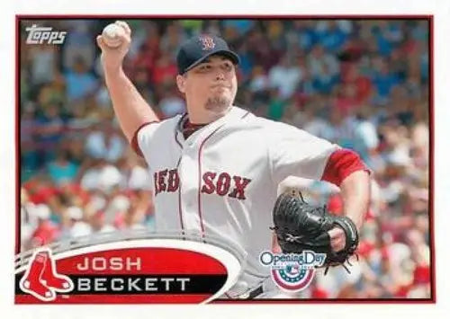 2012 Topps Opening Day Josh Beckett baseball card with original gloss featuring Red Sox