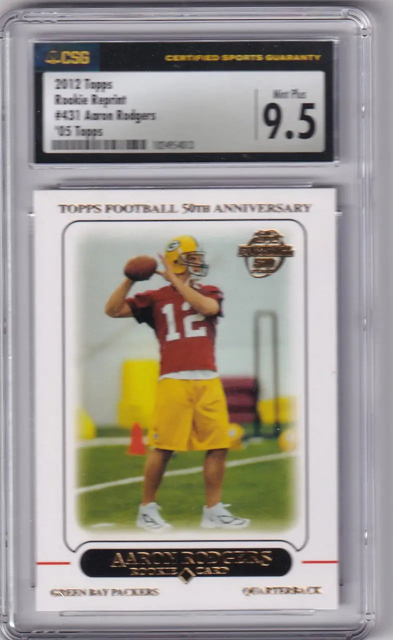 Graded Aaron Rodgers Topps Reprint CSG 9.5 football card Green Bay Packers