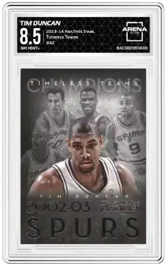 Graded Tim Duncan basketball card from Panini Timeless Treasures Timeless Teams collection