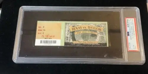 Encased Texas Baylor Bears Football ticket from final game at Floyd Casey Stadium