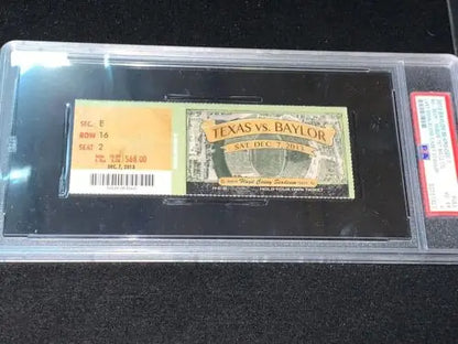 Encased Baylor Bears Football ticket from final game at Floyd Casey Stadium Texas