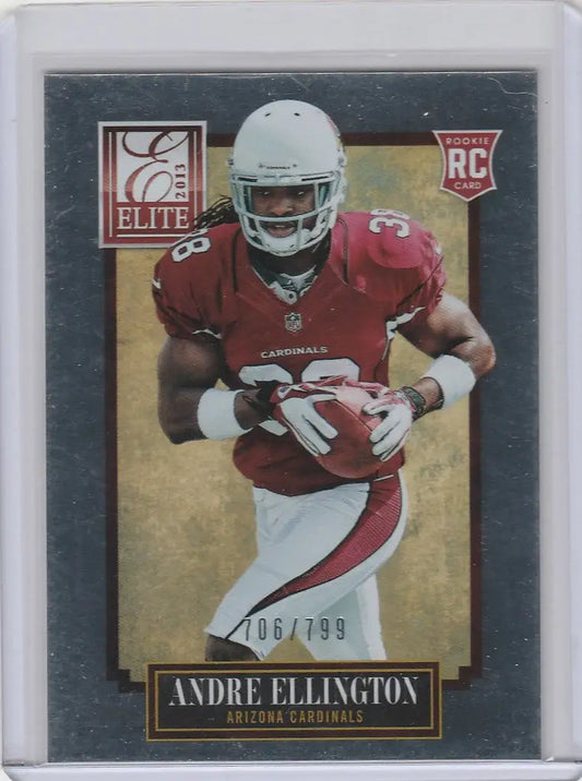 Football trading card of Andre Ellington Arizona Cardinals in red jersey by Donruss Elite