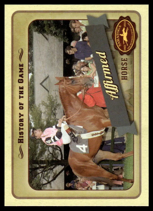 Horse racing card featuring NYRA Saratoga History of the Game 2013 Nyra Saratoga card