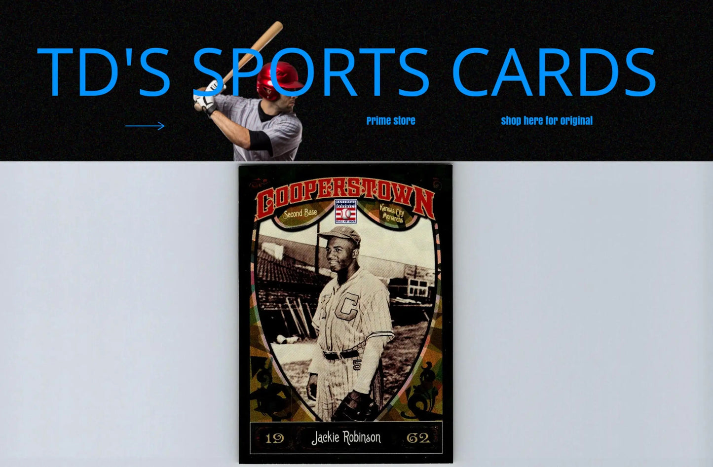 Jackie Robinson baseball card from 2013 Panini Cooperstown featuring Jackie Robinson Green Crystal