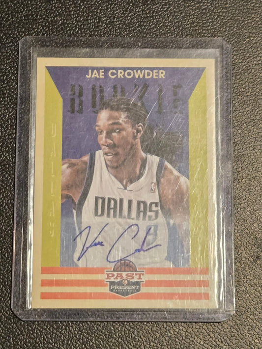 Jae Crowder autographed rookie basketball card in protective sleeve from Panini Past and Present basketball