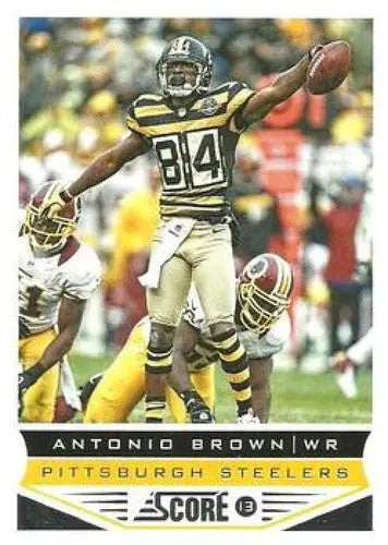 Football card featuring Antonio Brown from 2013 Panini Score with original gloss