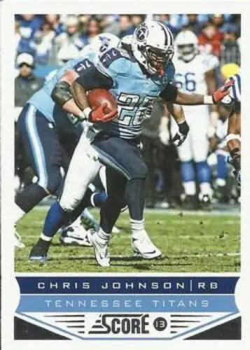 Football card of Chris Johnson from 2013 Panini Score featuring original gloss finish