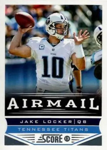 Jake Locker football card from 2013 Panini Score Air Mail with original gloss finish