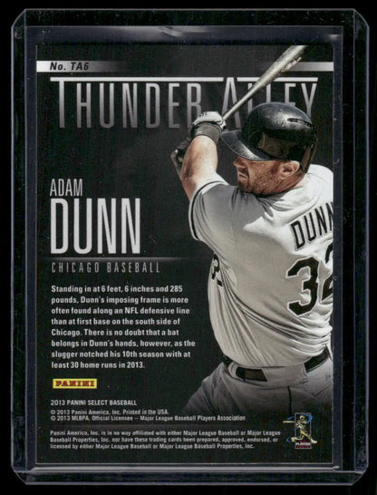 Baseball card of Adam Dunn from 2013 Panini Select Thunder Alley series