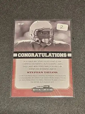 2013 Press Pass Showcase Stepfan Taylor End Zone Autographs autograph card low serial numbered