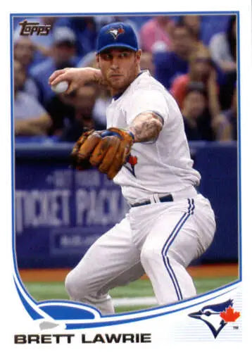 2013 Topps #13a Brett Lawrie baseball card with original gloss, Blue Jays collectible