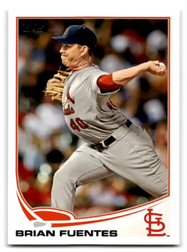 Brian Fuentes baseball card from 2013 Topps #188 with original gloss features Cardinals