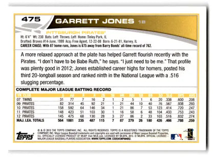2013 Topps #475 Garrett Jones NM-MT Pirates ID:72218 - Trading Cards