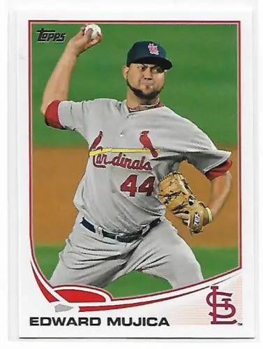 Edward Mujica baseball card from 2013 Topps with original gloss, Cardinals edition