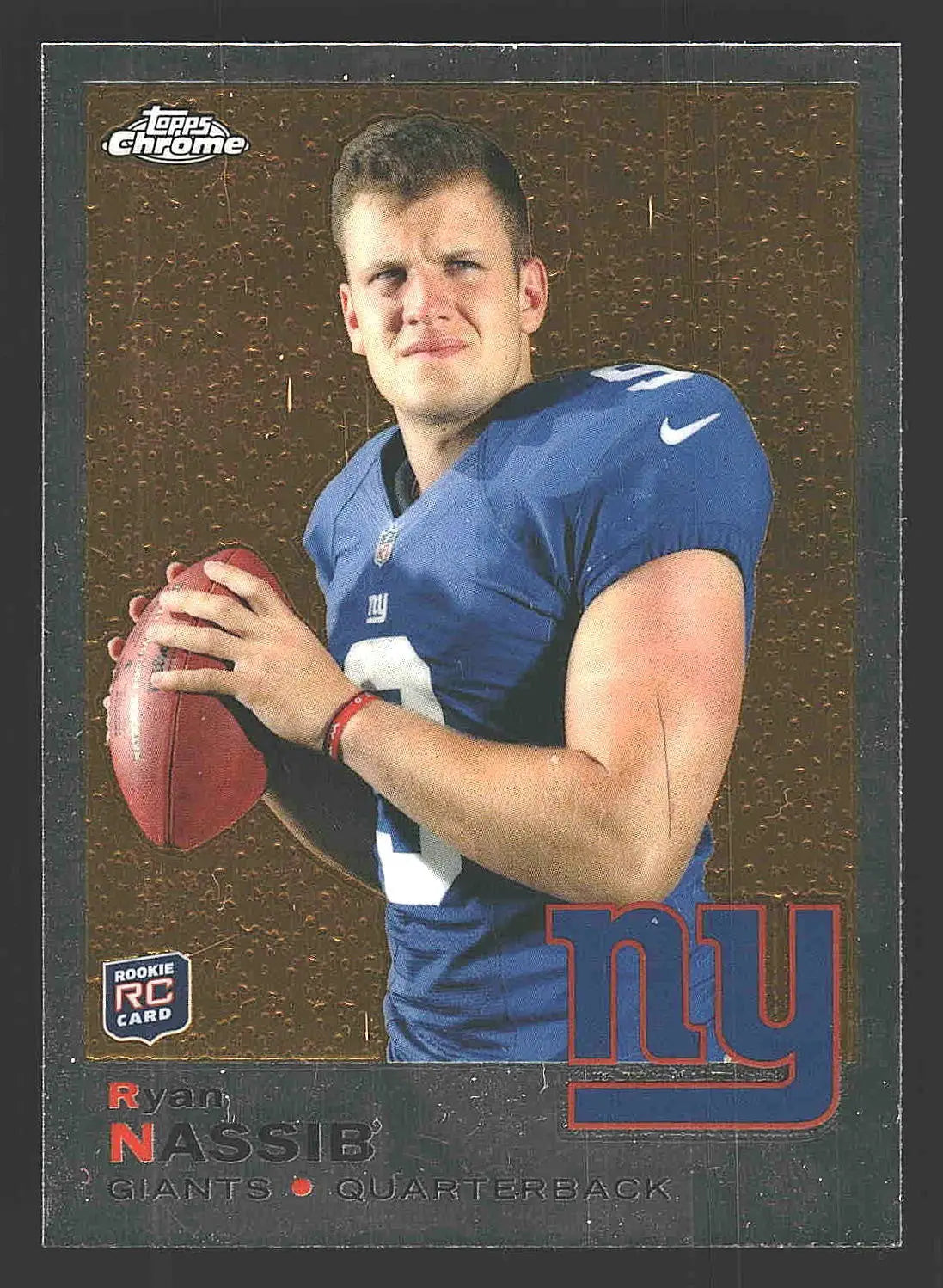Ryan Nassib 2013 Topps Chrome football card featuring New York Giants player