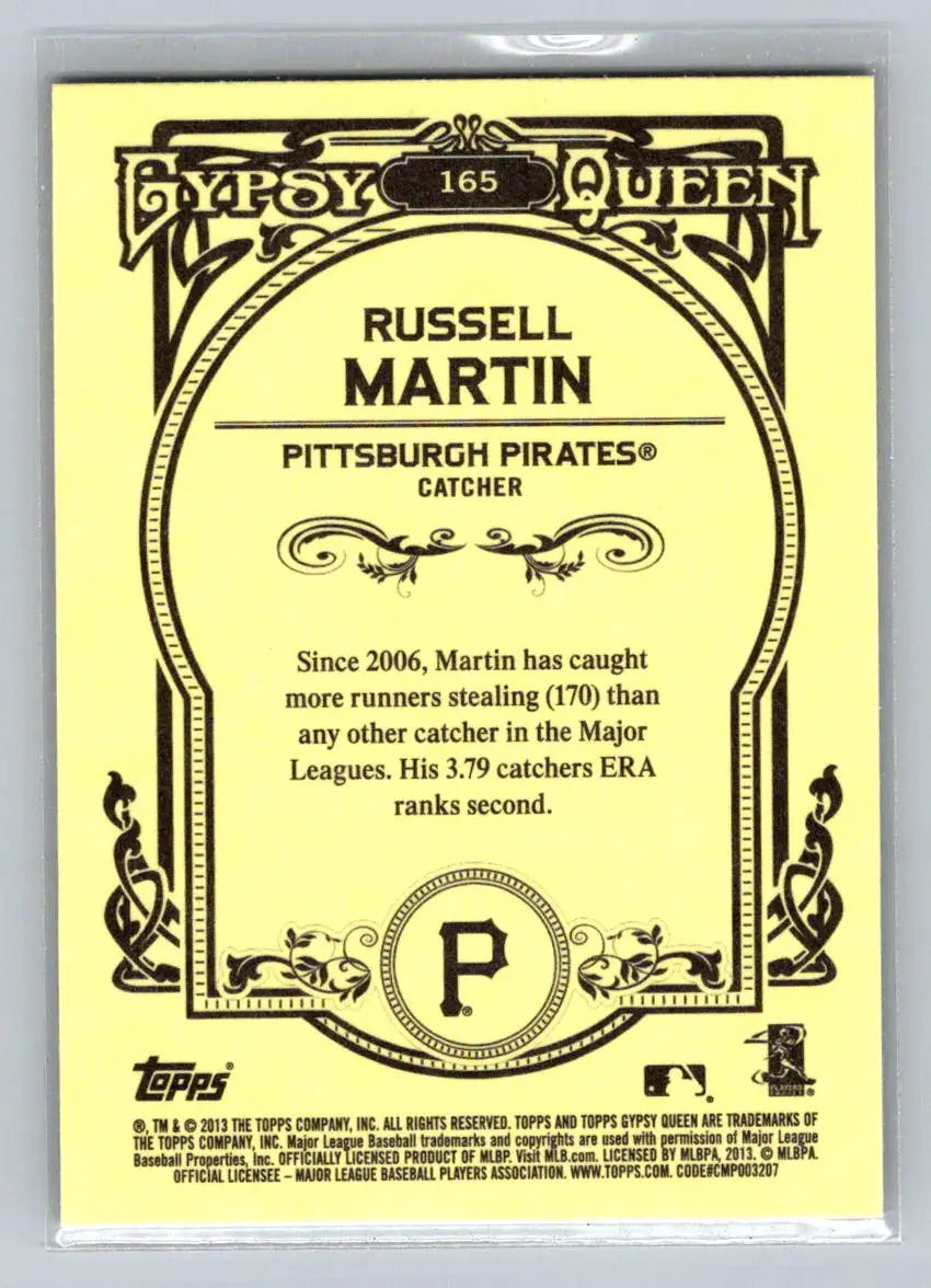 Russell Martin 2013 Topps Gypsy Queen #165 baseball card from Pittsburgh Pirates