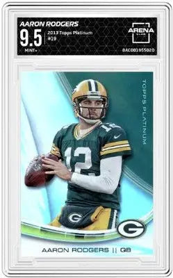 2013 Topps Platinum Aaron Rodgers football card featuring Platinum Aaron Rodgers collectible