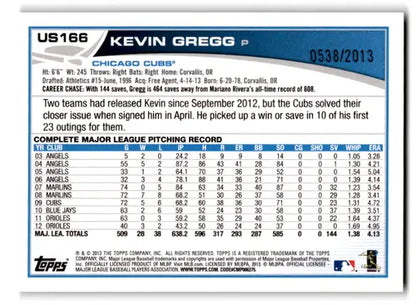 2013 Topps Update Gold #US166 Kevin Gregg NM-MT 0538/2013 Cubs ID:72042 - Trading Cards