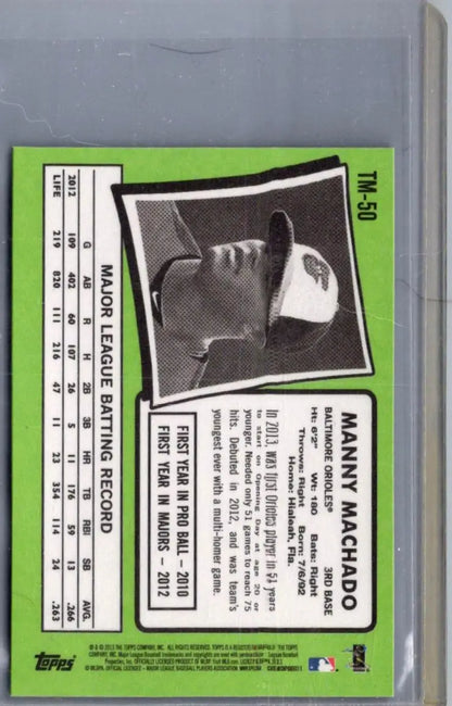 Baseball card of Manny Machado from 2013 Topps Update 1971 Topps Minis collection