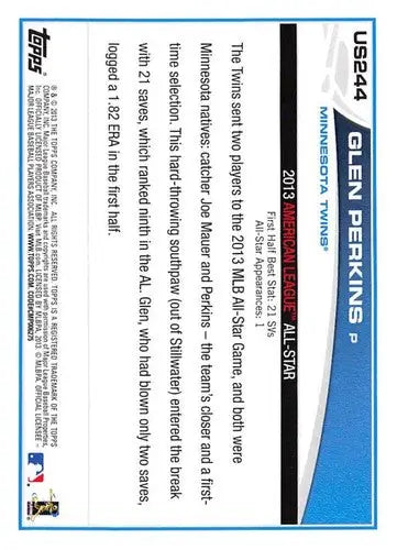 2013 Topps Update #US244 Glen Perkins NM-MT Twins ID:62811 - Trading Cards