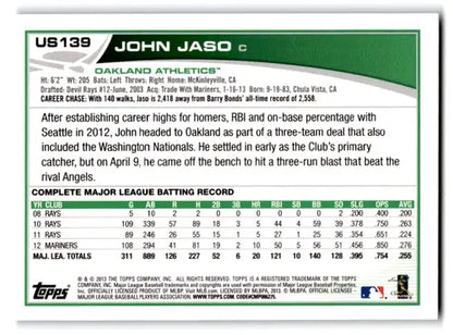 2013 Topps Update Wal-Mart Blue Border #US139 John Jaso NM Near Mint At ID:72215 - Trading Cards