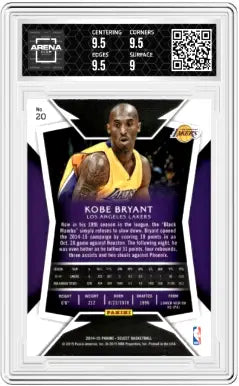 Graded Panini Select Kobe Bryant basketball card from 2014-15 Arena Club collection