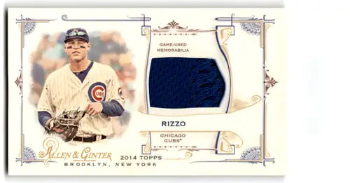 Original gloss baseball trading card with Anthony Rizzo and game-used jersey relics