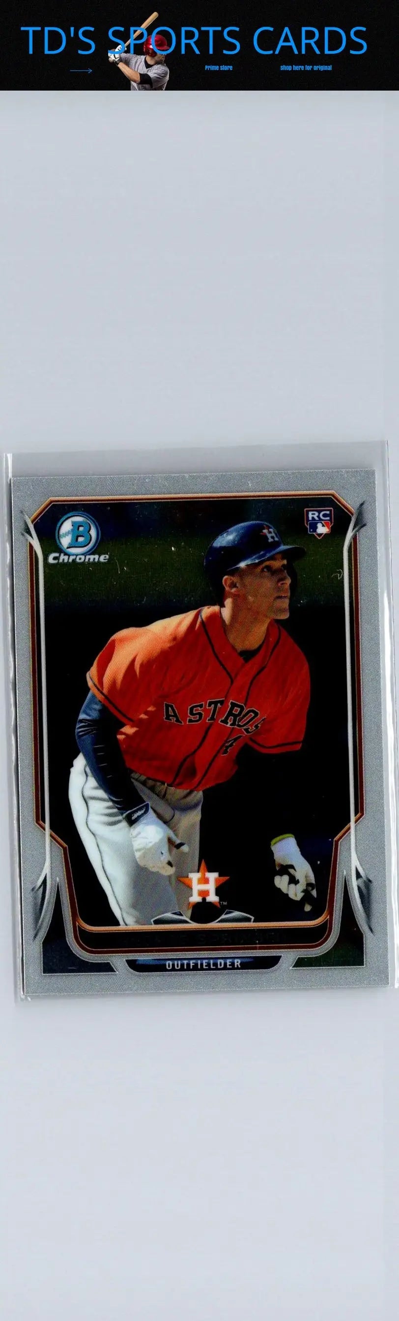 Framed baseball card of George Springer from 2014 Bowman Chrome series