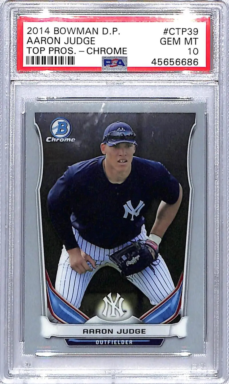 PSA 10 Gem Mint Rookie Card of Aaron Judge in 2014 Bowman Chrome Draft, New York Yankees