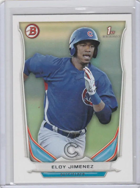 Baseball trading card of TP33 Eloy Jimenez Chicago Cubs in batting stance