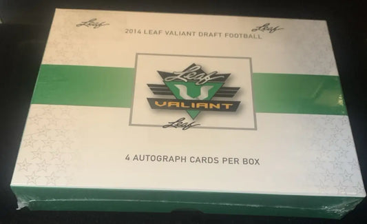 Sealed 2014 Leaf Valiant Draft Football Hobby Box with autographs set checklist