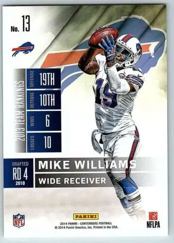 2014 Playoff Contenders Season Ticket #13 Mike Williams trading card with original gloss