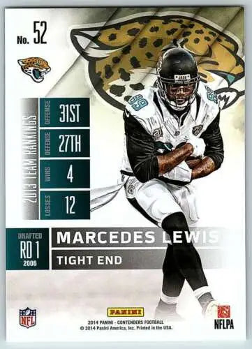 2014 Playoff Contenders Marcedes Lewis football card in original gloss, NM Jaguars