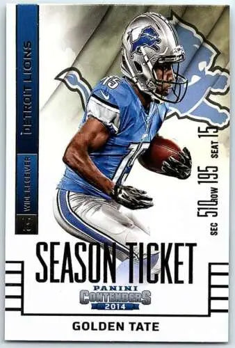 Golden Tate football card 2014 Playoff Contenders Season Ticket NM-MT Lions original gloss