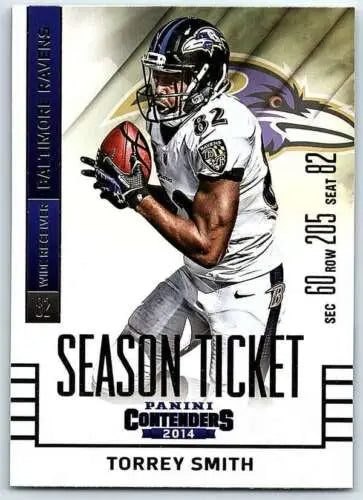 Torrey Smith 2014 Playoff Contenders Season Ticket football card with original gloss