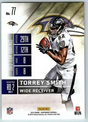 2014 Playoff Contenders Torrey Smith NM-MT football card with original gloss finish