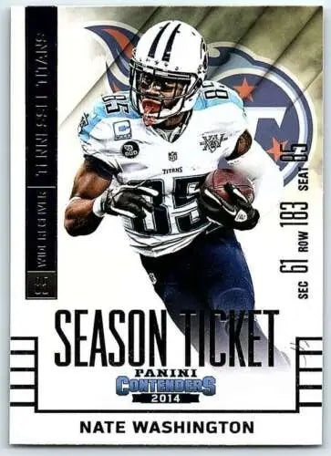 Nate Washington football card 2014 Playoff Contenders with original gloss from Titans