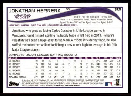 2014 Topps #152 Jonathan Herrera NM-MT Rockies ID:72092 - Trading Cards