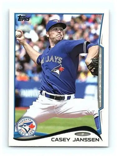 2014 Topps Casey Janssen baseball card with original gloss from Blue Jays collection