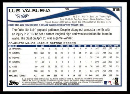 2014 Topps #318 Luis Valbuena NM-MT Cubs ID:57911 - Trading Cards